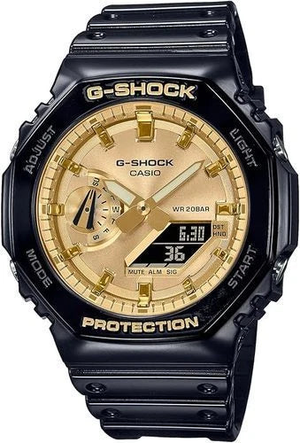Casio G-SHOCK GA-2100GB-1ADR Black & Gold CasiOak Analog-Digital Watch | Carbon Core Guard | 200M Water Resistant