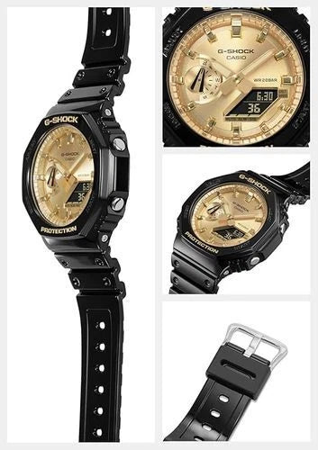 Casio G-SHOCK GA-2100GB-1ADR Black & Gold CasiOak Analog-Digital Watch | Carbon Core Guard | 200M Water Resistant